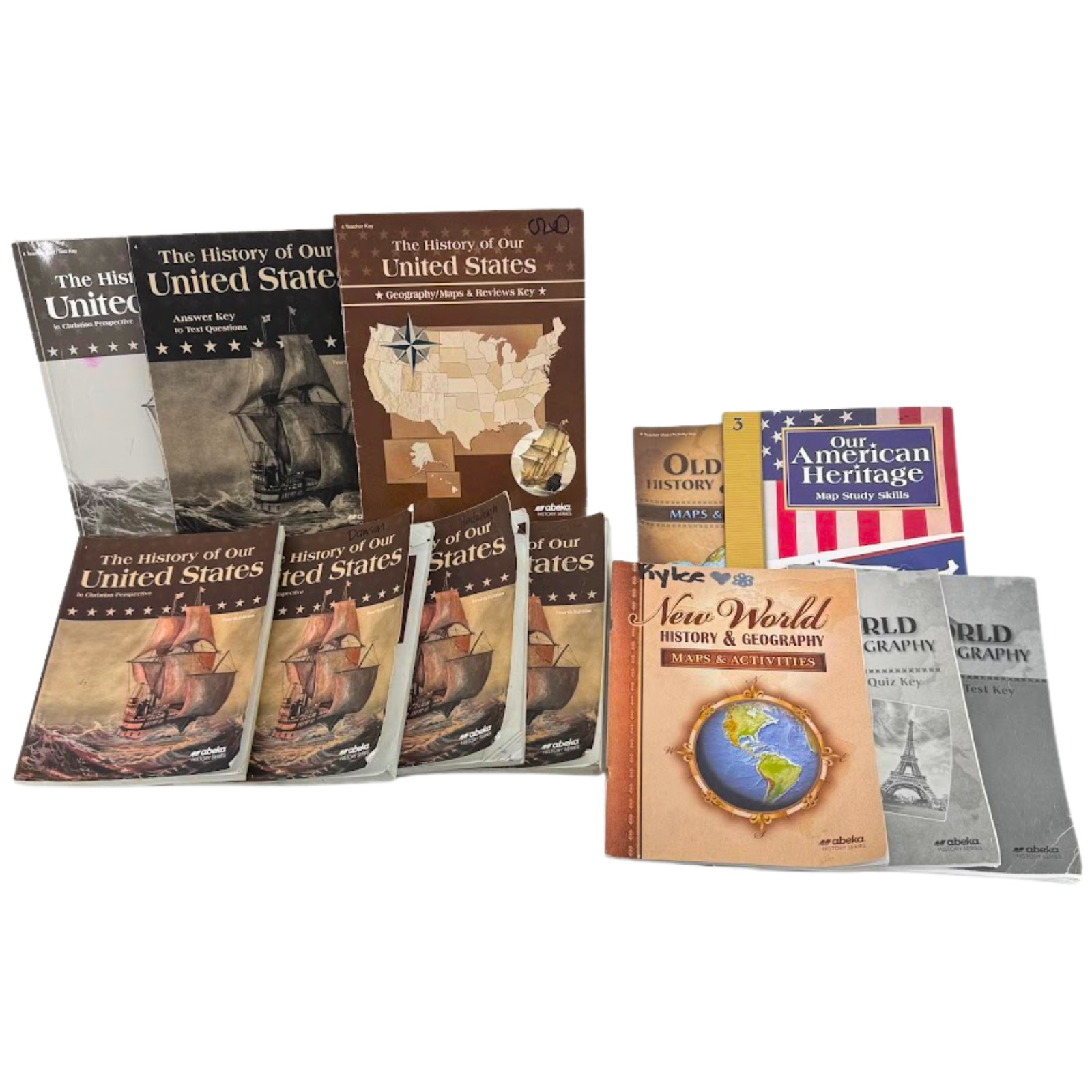 Lot (4) Abeka The History Of Our United States Student Textbooks w/ Extras Books
