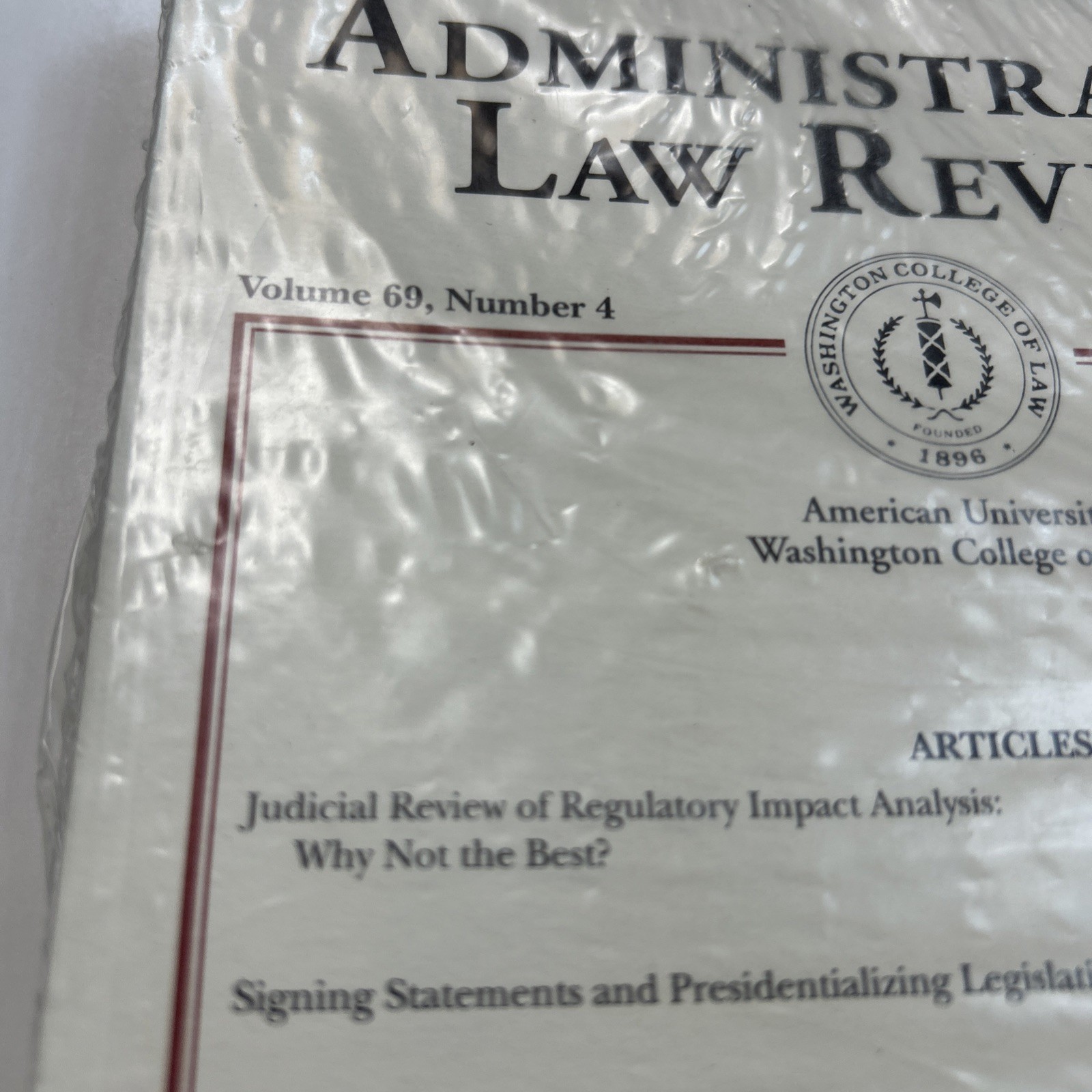 Administrative Law Review Volume 69 No. 4-Fall 2017- Brand New In Plastic